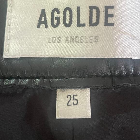 AGOLDE Black Criss Cross Recycled Leather Mini Skirt in Detox - Size 25/XS - Picture 3 of 16